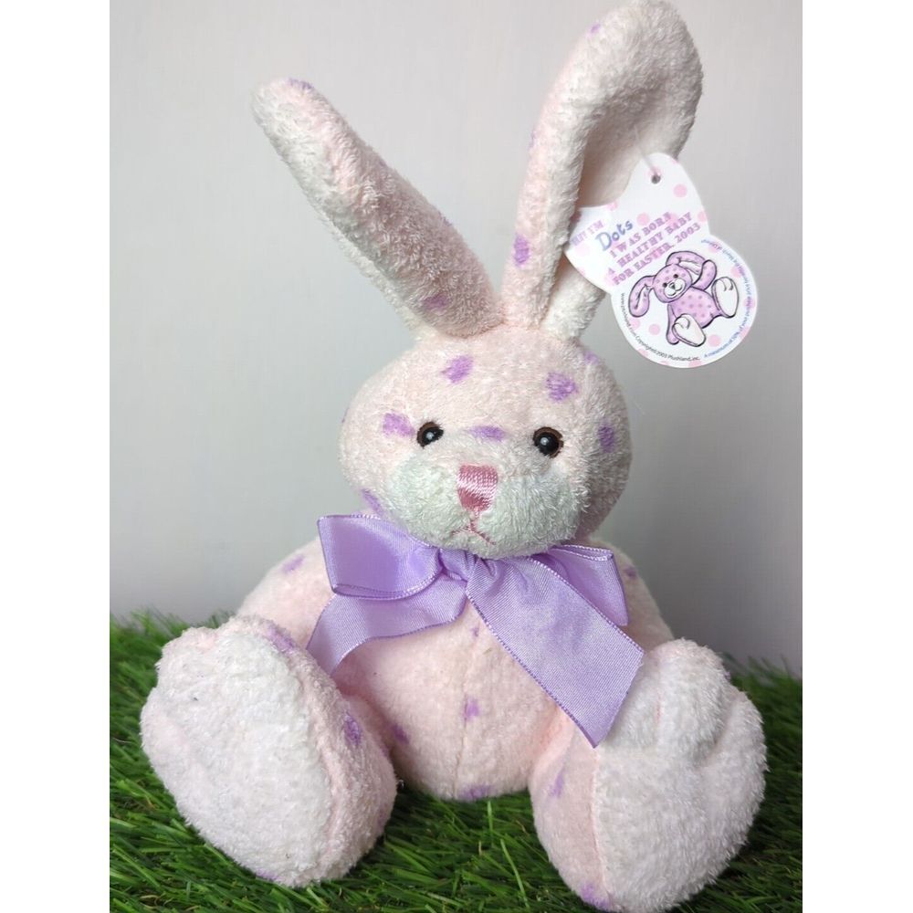 Plushland American March Of Dimes Pink & Purple Dots Plush Bunny Dots 2003‎